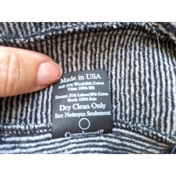 VENA CAVA Wool & Cotton Silk Trim Black & Grey Pinstriped Knit Pencil Skirt Sz S - Picture 7 of 7